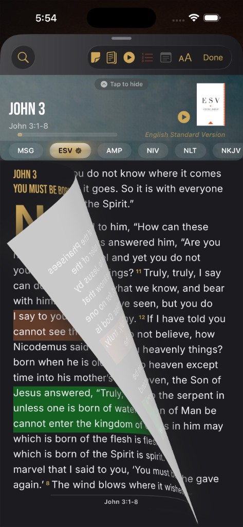 Reading with page curl